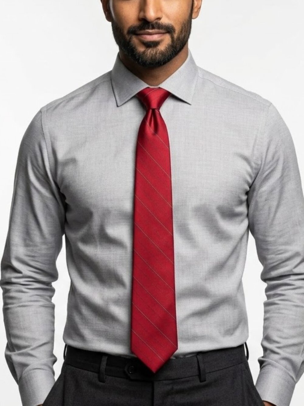 VAN HEUSEN Dark Academia Silk Blend Crimson Striped Necktie Corporate Goth
